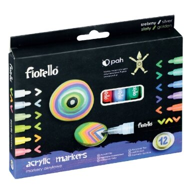 Akrilinių žymeklių rinkinys GR-1106, Fiorello, 12 sp. Akrilinių žymeklių rinkinys GR-1106, Fiorello, 12 sp.