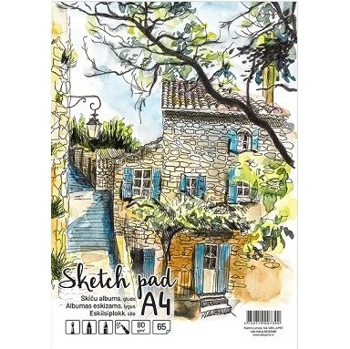 Albumas eskizams, A4, 65 lapai, 80 gsm, lygūs vidiniai lapai, su spirale viršuje Albumas eskizams, A4, 65 lapai, 80 gsm, lygūs vidiniai lapai, su spirale viršuje