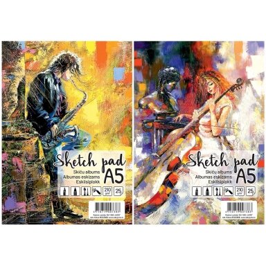 Albumas eskizams, A5, 25 lapai, 210gsm, reljefiniai vidiniai lapai, su spirale viršuje Albumas eskizams, A5, 25 lapai, 210gsm, reljefiniai vidiniai lapai, su spirale viršuje