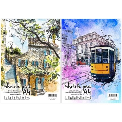Albumas eskizams, A4, 65 lapai, 80 gsm, lygūs vidiniai lapai, su spirale viršuje Albumas eskizams, A4, 65 lapai, 80 gsm, lygūs vidiniai lapai, su spirale viršuje