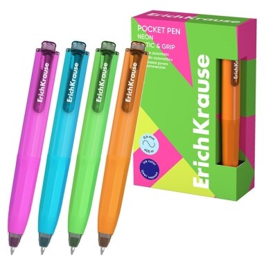 Automatinis tušinukas POCKET PEN NEON, ErichKrause, 0.5mm, mėlynos sp. Automatinis tušinukas POCKET PEN NEON, ErichKrause, 0.5mm, mėlynos sp.