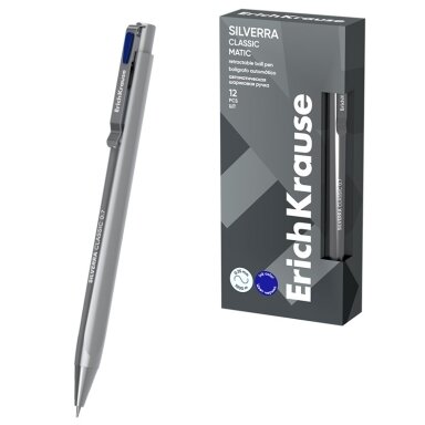 Automatinis tušinukas SILVERRA CLASSIC, ErichKrause, 0.7mm, mėlynos sp. Automatinis tušinukas SILVERRA CLASSIC, ErichKrause, 0.7mm, mėlynos sp.