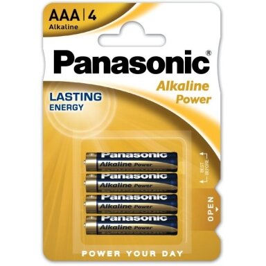 Baterijos PANASONIC Alkaline Power, AAA (LR03), 4 vnt.