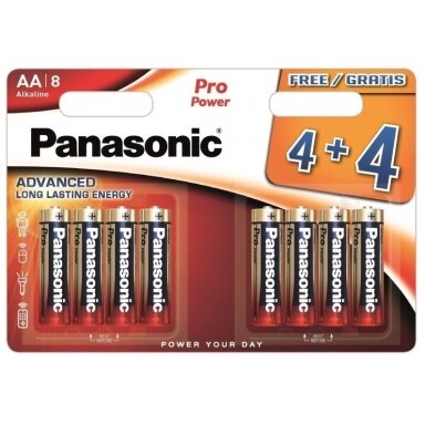 Baterijos PANASONIC Pro Power, AA (LR6), 8 vnt. Baterijos PANASONIC Pro Power, AA (LR6), 8 vnt.