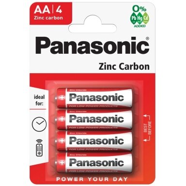 Baterijos PANASONIC Zinc-Carbon, AA (LR6), 4 vnt. Baterijos PANASONIC Zinc-Carbon, AA (LR6), 4 vnt.