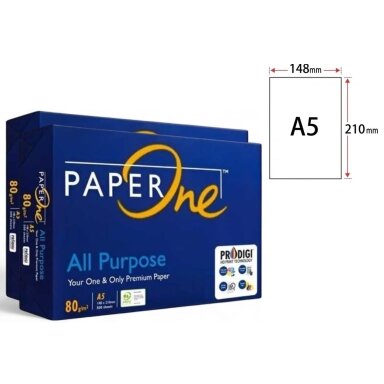 Biuro kopijavimo popierius PAPER ONE All Purpose, A5, 80gsm, 500 lapų Biuro kopijavimo popierius PAPER ONE All Purpose, A5, 80gsm, 500 lapų