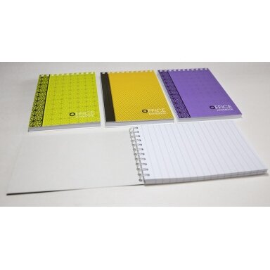 Bloknotas, A6, linija, 80 lapų, 70gsm, su spirale viršuje Bloknotas, A6, linija, 80 lapų, 70gsm, su spirale viršuje