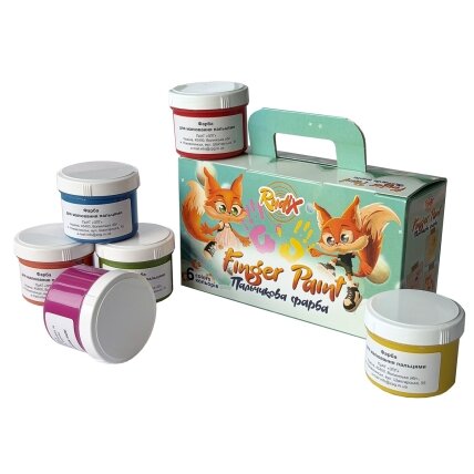 Dažai piešimui pirštais RUDIX, 6 sp. po 60 ml Dažai piešimui pirštais RUDIX, 6 sp. po 60 ml