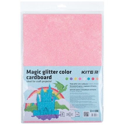 Dekoratyvinis spalvotas kartonas KITE, A4, 290gsm, 8 blizgančios sp. Dekoratyvinis spalvotas kartonas KITE, A4, 290gsm, 8 blizgančios sp.
