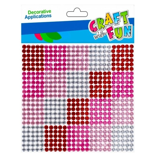 Dekoratyviniai krištoliniai karoliukai CRAFT with FUN Pink, lipnūs, 10x10 mm, 600 vnt.