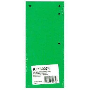Dokumentų skirtukai College kartoniniai 105x235 mm, žali, 50 vnt