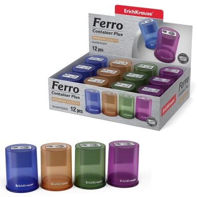 Dvigubas drožtukas FERRO CONTAINER PLUS, ErichKrause, su konteineriu, 43x50,5x40mm Dvigubas drožtukas FERRO CONTAINER PLUS, ErichKrause, su konteineriu, 43x50,5x40mm