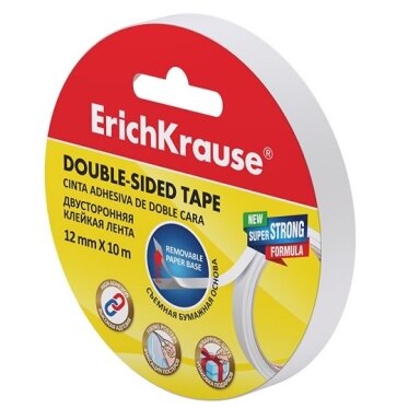 Dvipusė lipni juostelė, ErichKrause, 12mm x 10m Dvipusė lipni juostelė, ErichKrause, 12mm x 10m