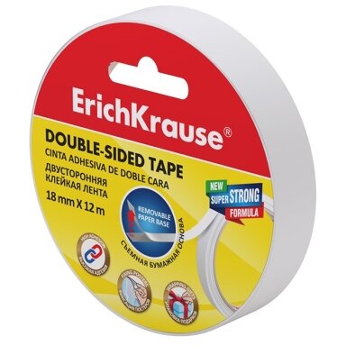 Dvipusė lipni juostelė, ErichKrause, 18mm x 12m Dvipusė lipni juostelė, ErichKrause, 18mm x 12m
