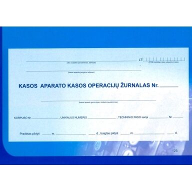 EKA kasos operacijų žurnalas, horizontalus, A4, 2-jų dalių virš. EKA kasos operacijų žurnalas, horizontalus, A4, 2-jų dalių virš.