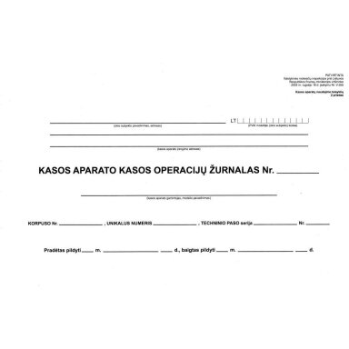 EKA kasos operacijų žurnalas, horizontalus, A4+, 3-jų dalių virš. EKA kasos operacijų žurnalas, horizontalus, A4+, 3-jų dalių virš.