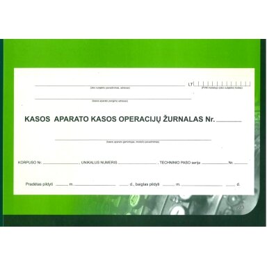 EKA kasos operacijų žurnalas, horizontalus, A4, 3-jų dalių virš. EKA kasos operacijų žurnalas, horizontalus, A4, 3-jų dalių virš.
