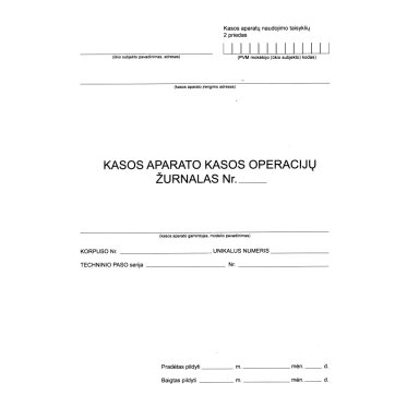 EKA kasos operacijų žurnalas, vertikalus, A4, 3-jų dalių virš. EKA kasos operacijų žurnalas, vertikalus, A4, 3-jų dalių virš.