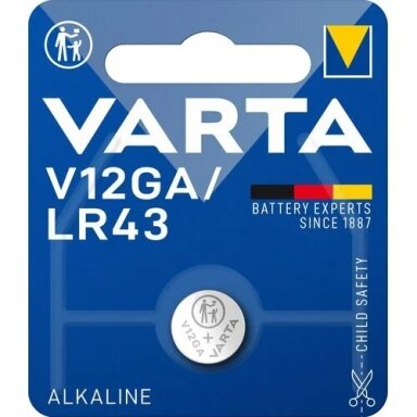 Elementas VARTA, V12GA (LR43), 1 vnt. Elementas VARTA, V12GA (LR43), 1 vnt.