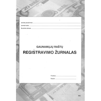 Gaunamųjų raštų (dokumentų) registravimo žurnalas, A4, 40 lapų Gaunamųjų raštų (dokumentų) registravimo žurnalas, A4, 40 lapų