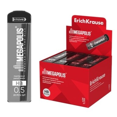 Grafitai automatiniams pieštukams MEGAPOLIS CONCEPT, ErichKrause, 0.5mm, HB, 20 vnt. Grafitai automatiniams pieštukams MEGAPOLIS CONCEPT, ErichKrause, 0.5mm, HB, 20 vnt.