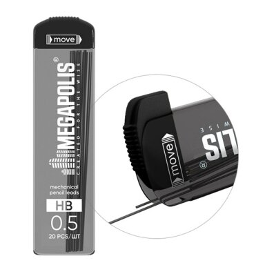 Grafitai automatiniams pieštukams MEGAPOLIS CONCEPT, ErichKrause, 0.5mm, HB, 20 vnt. Grafitai automatiniams pieštukams MEGAPOLIS CONCEPT, ErichKrause, 0.5mm, HB, 20 vnt.