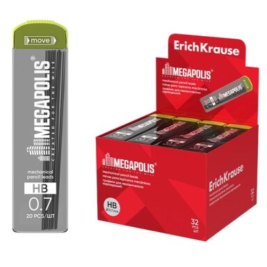 Grafitai automatiniams pieštukams MEGAPOLIS CONCEPT, ErichKrause, 0.7mm, HB, 20 vnt. Grafitai automatiniams pieštukams MEGAPOLIS CONCEPT, ErichKrause, 0.7mm, HB, 20 vnt.