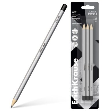 Grafitinių pieštukų rinkinys ART, ErichKrause, 3 vnt. (H, HB, B), blisteryje Grafitinių pieštukų rinkinys ART, ErichKrause, 3 vnt. (H, HB, B), blisteryje
