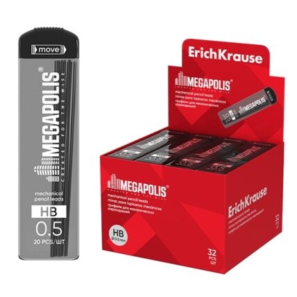 Grafitai automatiniams pieštukams MEGAPOLIS CONCEPT, ErichKrause, 0.5mm, HB, 20 vnt. 1