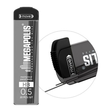Grafitai automatiniams pieštukams MEGAPOLIS CONCEPT, ErichKrause, 0.5mm, HB, 20 vnt.