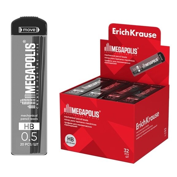Grafitai automatiniams pieštukams MEGAPOLIS CONCEPT, ErichKrause, 0.5mm, HB, 20 vnt. 1