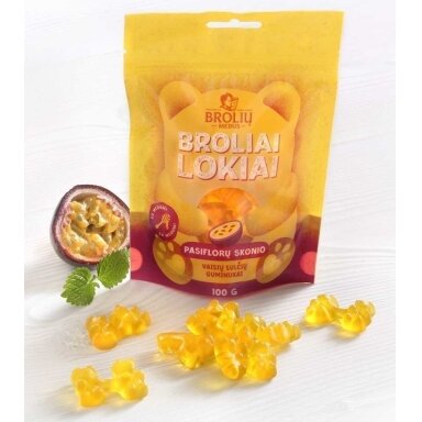 Guminukai BROLIAI LOKIAI, pasiflorų skonio, su medumi, 100 g Guminukai BROLIAI LOKIAI, pasiflorų skonio, su medumi, 100 g