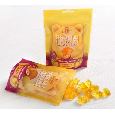 Guminukai BROLIAI LOKIAI, pasiflorų skonio, su medumi, 100 g Guminukai BROLIAI LOKIAI, pasiflorų skonio, su medumi, 100 g