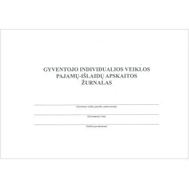 Gyventojo individualios veiklos pajamų ir išlaidų apskaitos žurnalas, A4, 24 lapai Gyventojo individualios veiklos pajamų ir išlaidų apskaitos žurnalas, A4, 24 lapai