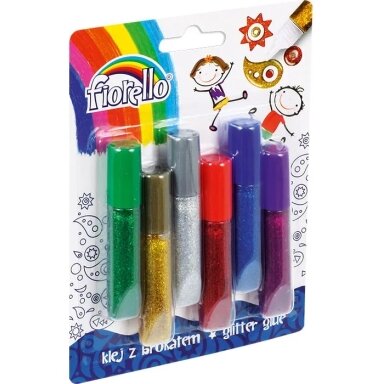 Klijų su blizgučiais rinkinys GR-BK06B6, Fiorello, 6 spalvos po 6ml