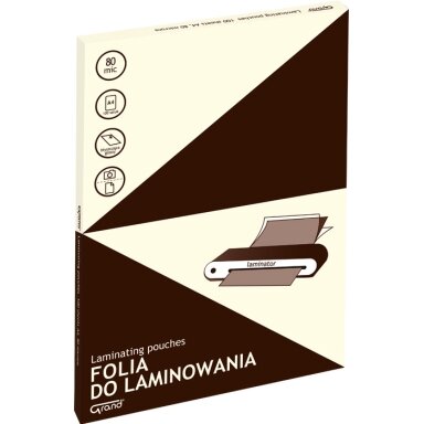 Laminavimo vokeliai GRAND, A4 (216x303mm), 80mkr, 100 vnt.