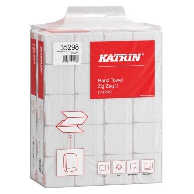 Lapiniai popieriniai rankšluosčiai KATRIN Classic Zig Zag 2, 200 lapelių, 2 sl., mišrus pluoštas Lapiniai popieriniai rankšluosčiai KATRIN Classic Zig Zag 2, 200 lapelių, 2 sl., mišrus pluoštas