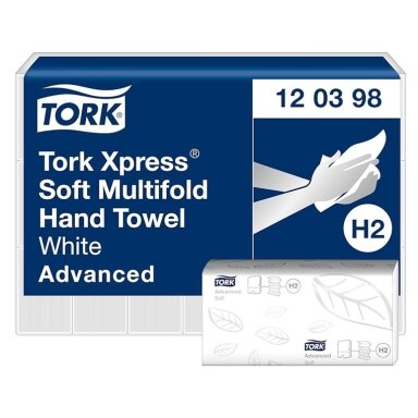 Lapiniai popieriniai rankšluosčiai TORK Xpress Soft Multifold H2, 180 lapelių, 2 sl., perdirbtas pluoštas Lapiniai popieriniai rankšluosčiai TORK Xpress Soft Multifold H2, 180 lapelių, 2 sl., perdirbtas pluoštas