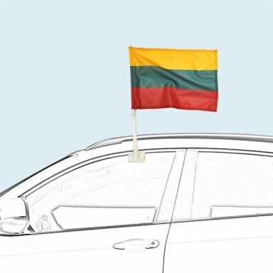 Lietuvos valstybės vėliavėlė automobiliui, 30x50 cm, su plastikiniu koteliu