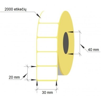 Lipnios etiketės, 1-30x20/40-2000 etik., Thermal Eco, baltos sp. Lipnios etiketės, 1-30x20/40-2000 etik., Thermal Eco, baltos sp.