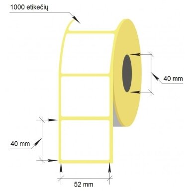 Lipnios etiketės, 1-52x40/40-1000 etik., Thermal Eco, baltos sp. Lipnios etiketės, 1-52x40/40-1000 etik., Thermal Eco, baltos sp.