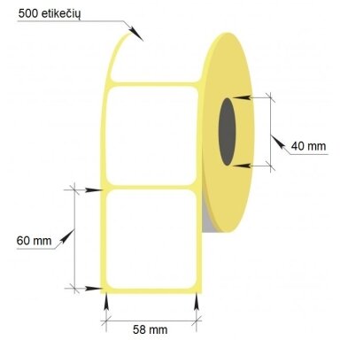 Lipnios etiketės, 1-58x60/40-500 etik., Thermal Eco, baltos sp. Lipnios etiketės, 1-58x60/40-500 etik., Thermal Eco, baltos sp.