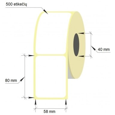 Lipnios etiketės, 1-58x80/40-500 etik., Thermal Eco, baltos sp. Lipnios etiketės, 1-58x80/40-500 etik., Thermal Eco, baltos sp.