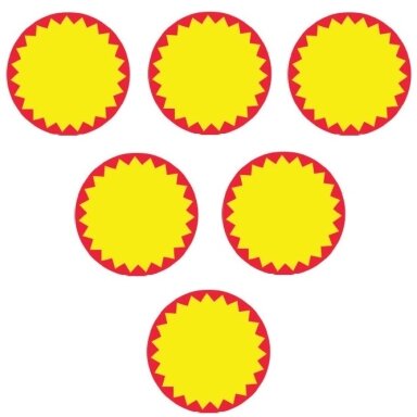 Lipnios etiketės akcijoms, 34x34mm, apvalios, raudonos/geltonos sp. Lipnios etiketės akcijoms, 34x34mm, apvalios, raudonos/geltonos sp.