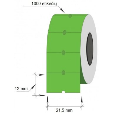 Lipnios etiketės į kainų ženklintuvus, 21,5x12mm, 1000 etik., žalios sp.
