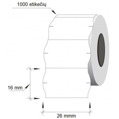 Lipnios etiketės į kainų ženklintuvus, 26x16mm, banguot., 1000 etik., baltos sp. Lipnios etiketės į kainų ženklintuvus, 26x16mm, banguot., 1000 etik., baltos sp.