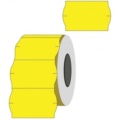 Lipnios etiketės į kainų ženklintuvus, 26x16mm, banguot., 1000 etik., geltonos sp. Lipnios etiketės į kainų ženklintuvus, 26x16mm, banguot., 1000 etik., geltonos sp.