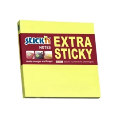 Lipnūs lapeliai Stick'N Extra Sticky 76x76 mm, neoninės geltonos spalvos, 90 lapelių Lipnūs lapeliai Stick'N Extra Sticky 76x76 mm, neoninės geltonos spalvos, 90 lapelių