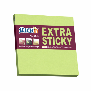 Lipnūs lapeliai Stick'N Extra Sticky 76x76 mm, žalsvos spalvos, 90 lapelių Lipnūs lapeliai Stick'N Extra Sticky 76x76 mm, žalsvos spalvos, 90 lapelių
