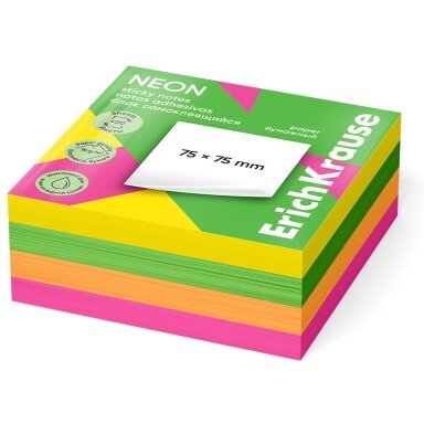 Lipnūs lapeliai užrašams NEON, ErichKrause, 75x75mm, 400 lapelių, 4 neoninės sp. Lipnūs lapeliai užrašams NEON, ErichKrause, 75x75mm, 400 lapelių, 4 neoninės sp.